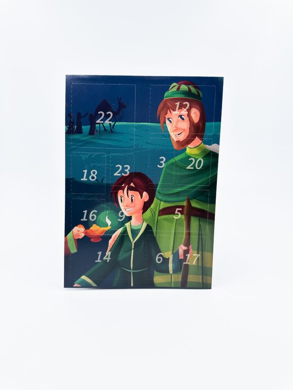 Adventskalender med figurer og stall